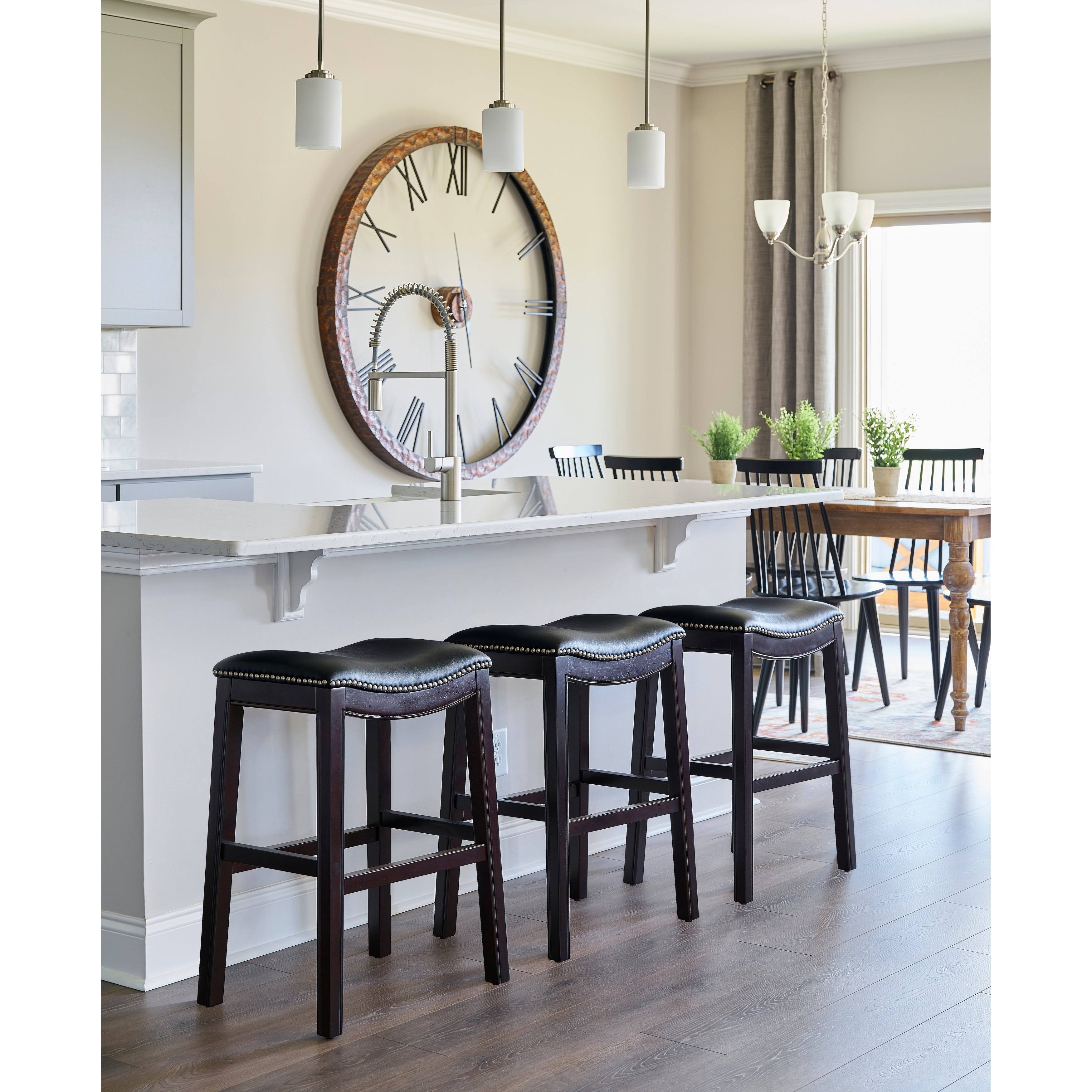 Black/Espresso Faux Leather Counter Stool U76114