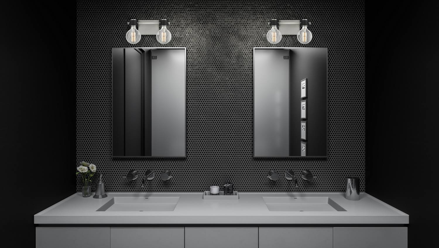 2 Light Antique Nickel Bath X750