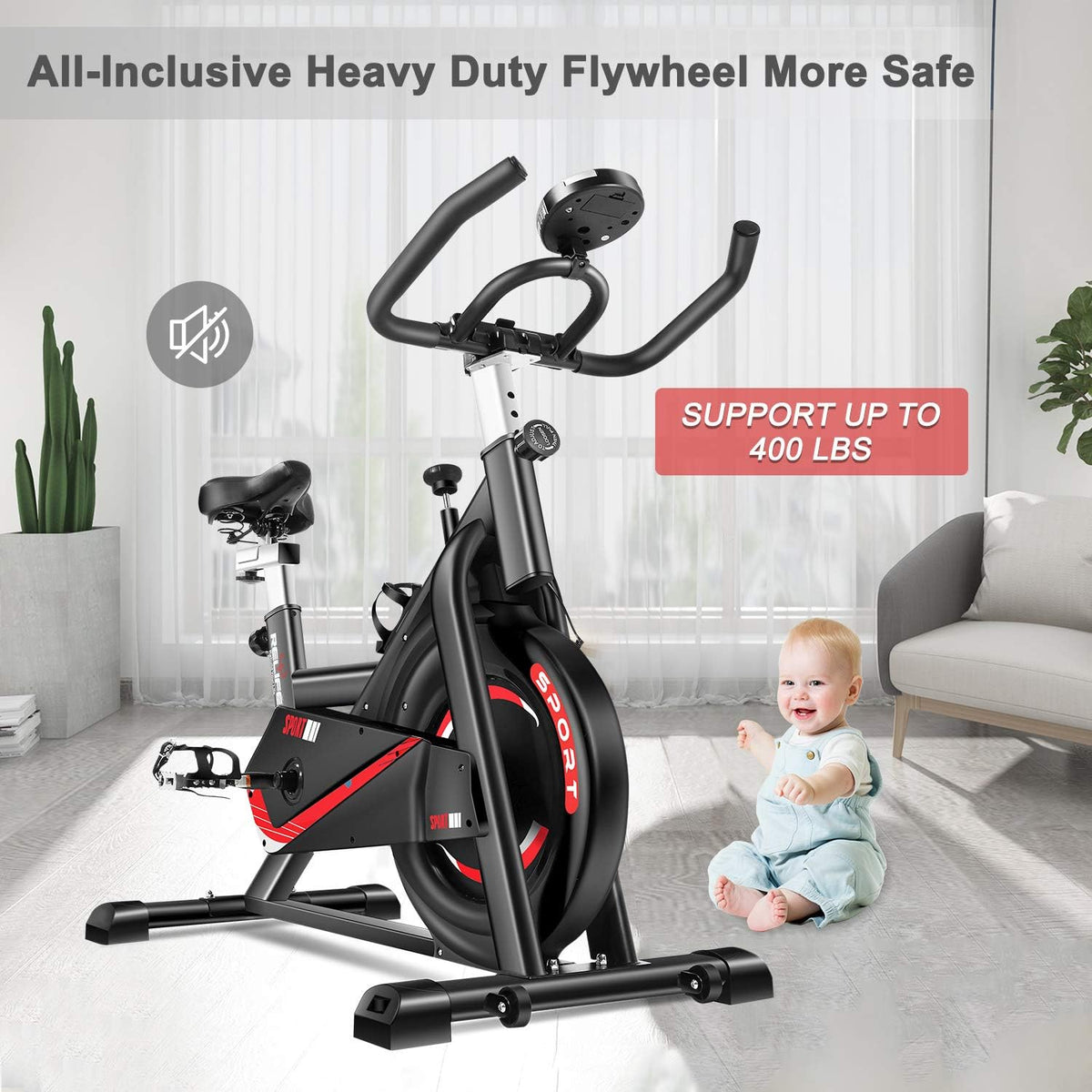 Exercise Bike Indoor Cycling Bike Stationary Flywheel Bicycle with Resistance X684661