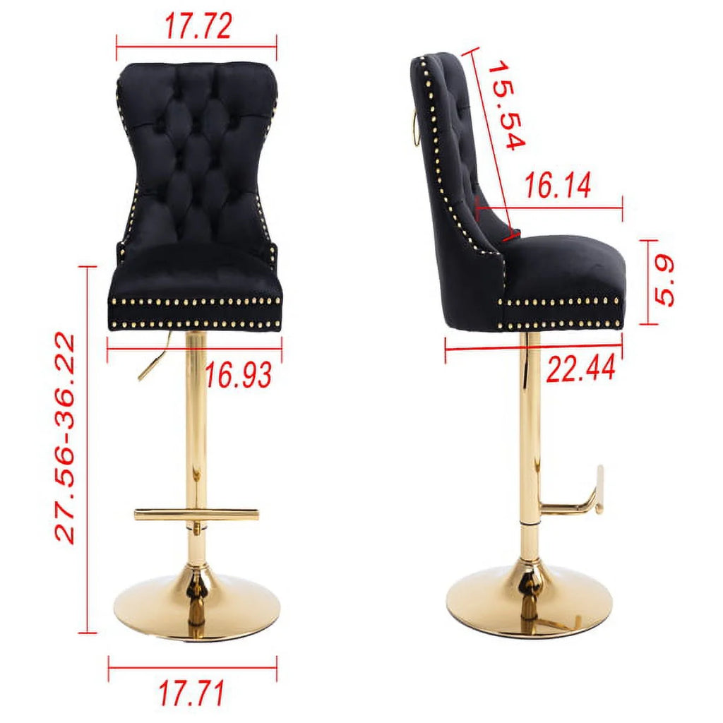 Set of 2 Velvet Swivel Bar Stools with Chrome Base V9422