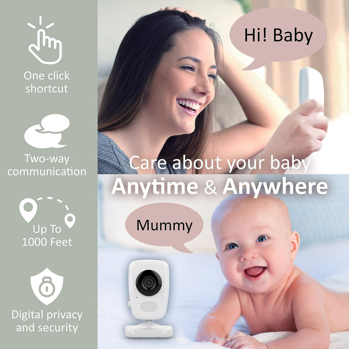 Baby Monitor w/ 2 Cam, 1000ft Range, Auto Night Vision Cam S6299