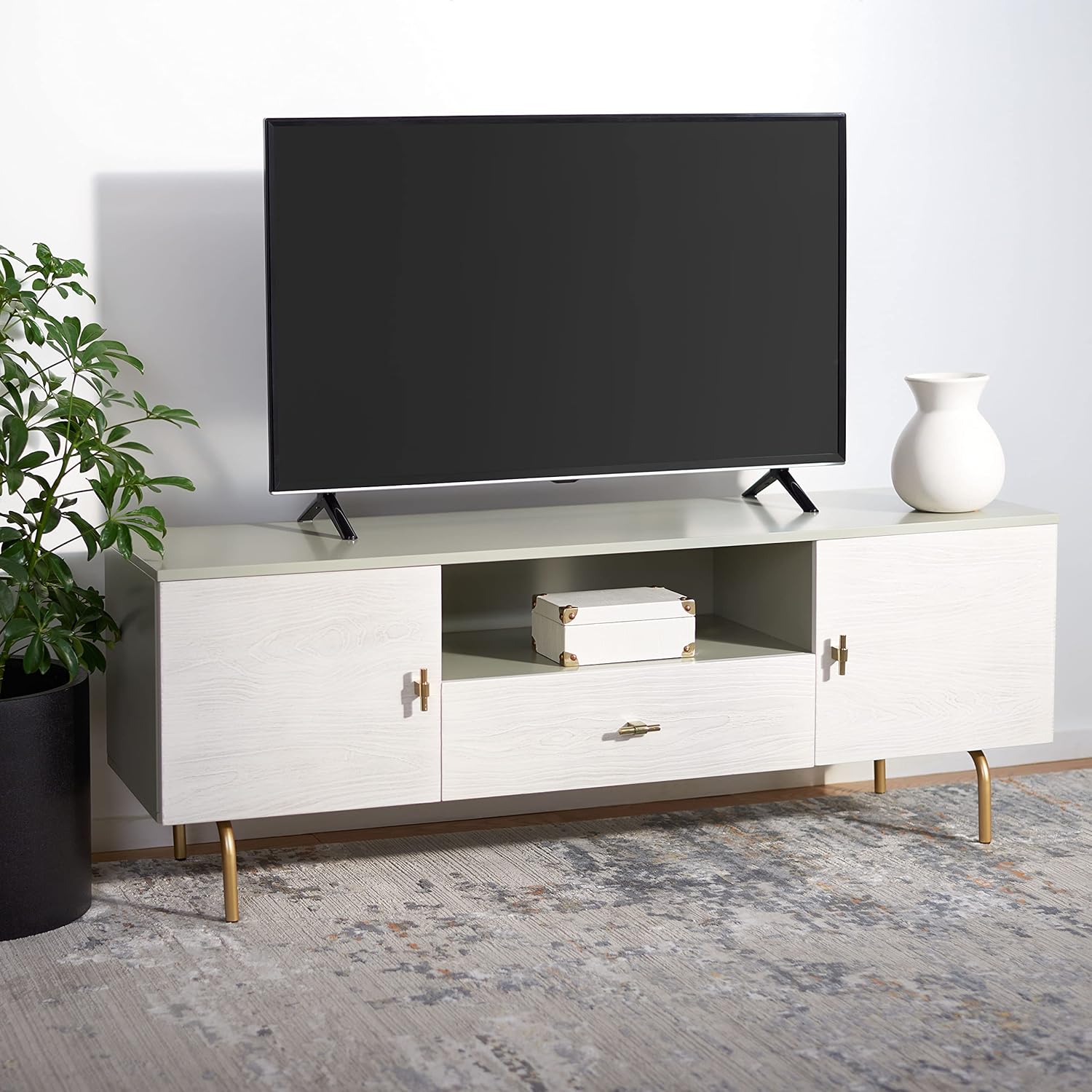 Black/Walnut Media Stand E1041