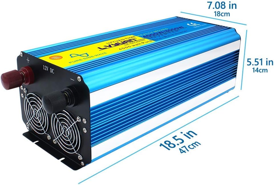 4000W Pure Sine Wave Power Inverter 24V to 110V DC to AC with LED Display Remote Controller H291