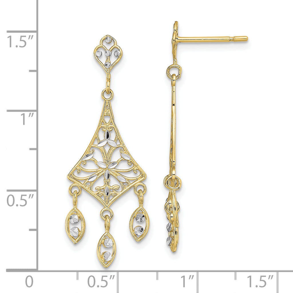 10K Yellow Gold Chandelier Dangle Earrings Z30022