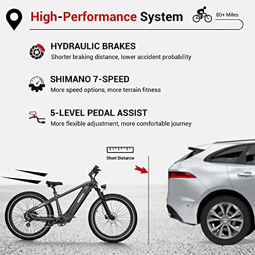 26"x4" Electric Bike, 48V 20Ah Battery 750W Ebike, 7 Speed E359660