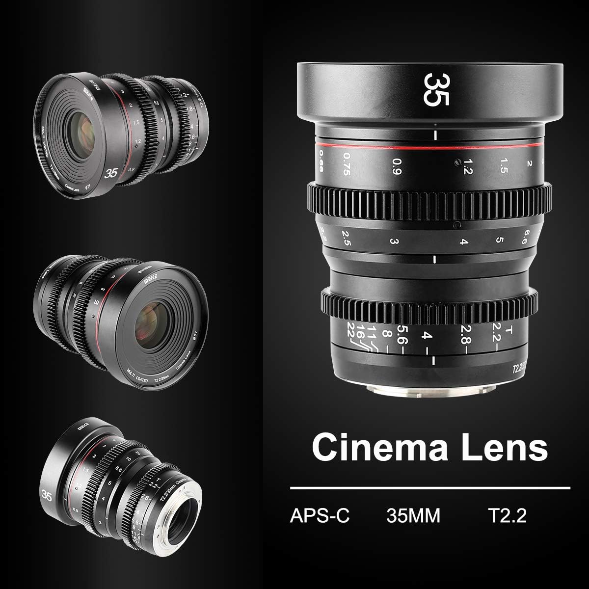 35mm T2.2 Manual Focus Cinema Lens for M43 Mount Cameras T106