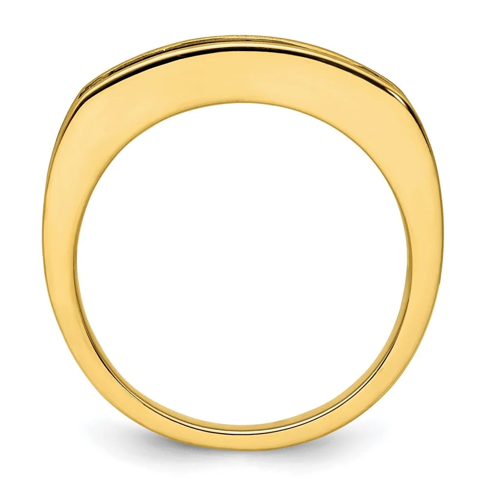 14k Yellow Gold Lab Grown Diamond Black Rhodium Men's Ring R58314