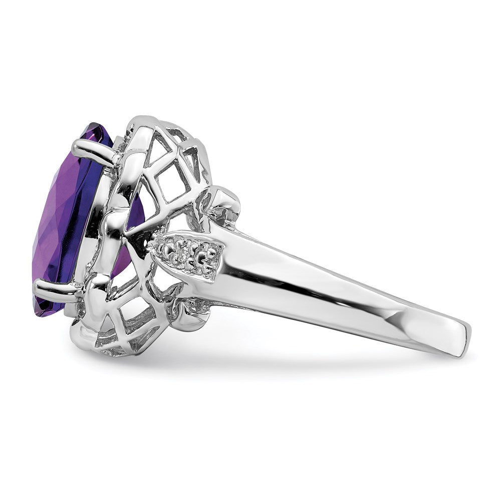Oval Checker-Cut Amethyst & Diamond Ring I635208