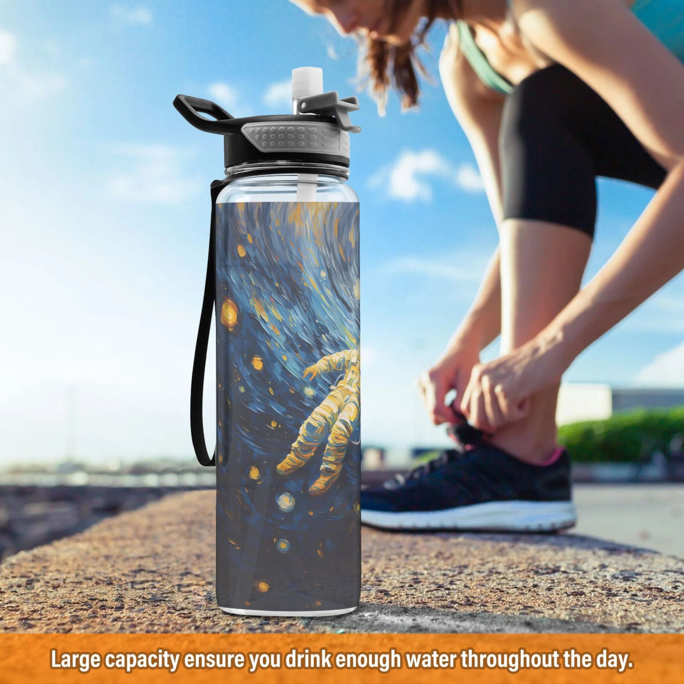 32oz Tritan Leakproof Clear Sports Water Bottle with Straw L763120