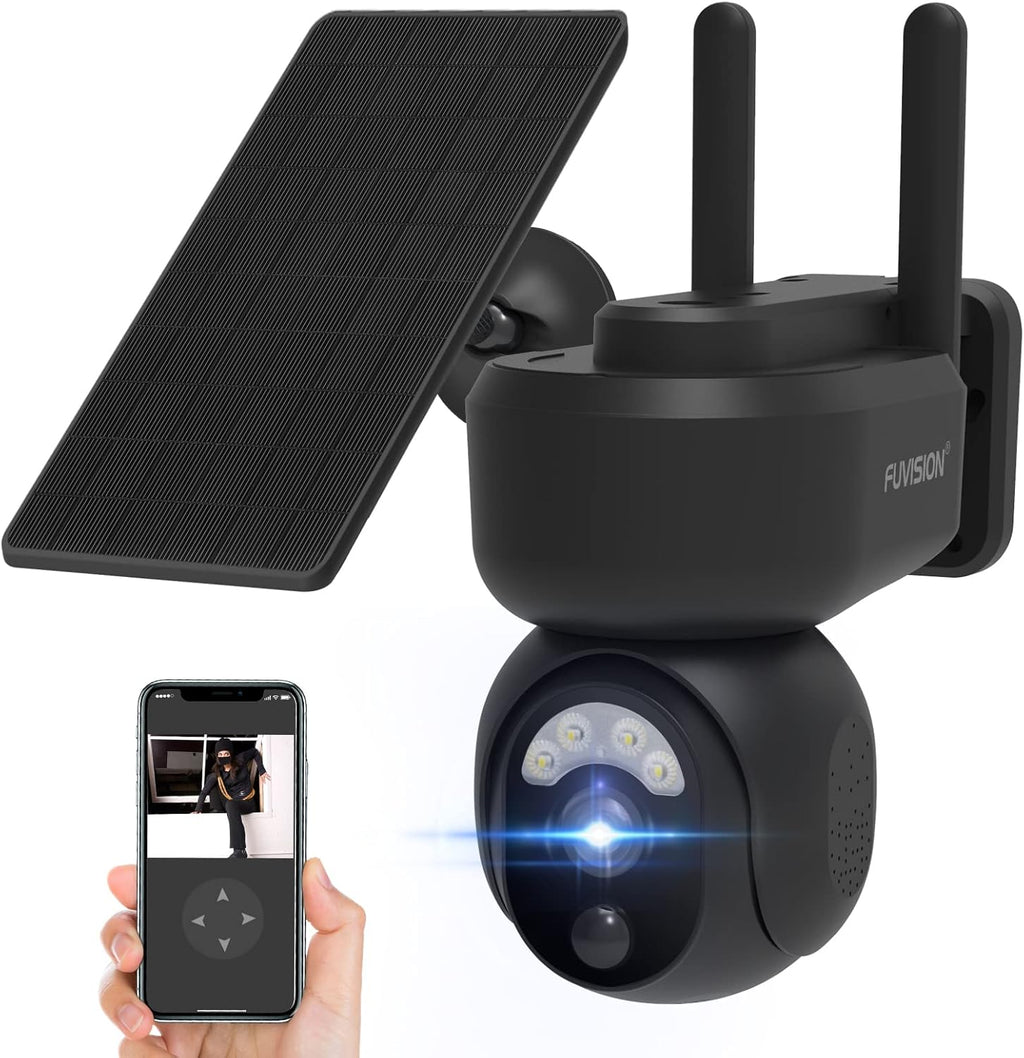 Wireless Outdoor Solar Powered Security Camera with 360° View and PIR Motion Detection A66955
