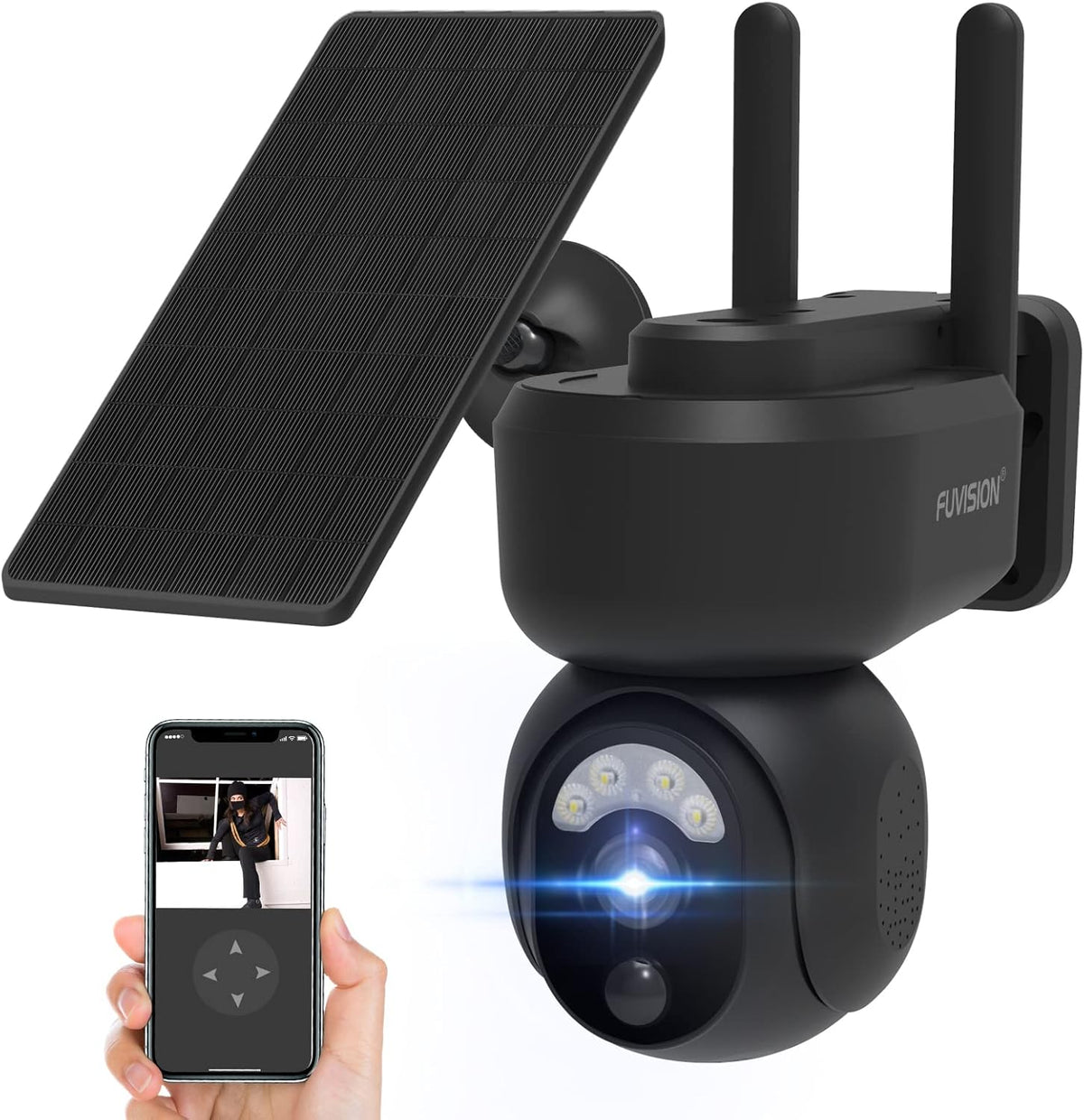 Wireless Outdoor Solar Powered Security Camera with 360° View and PIR Motion Detection A66955