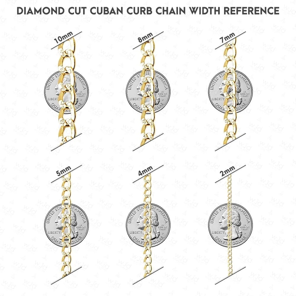 14k Solid Yellow Gold Cuban Curb Chain Necklace N1736