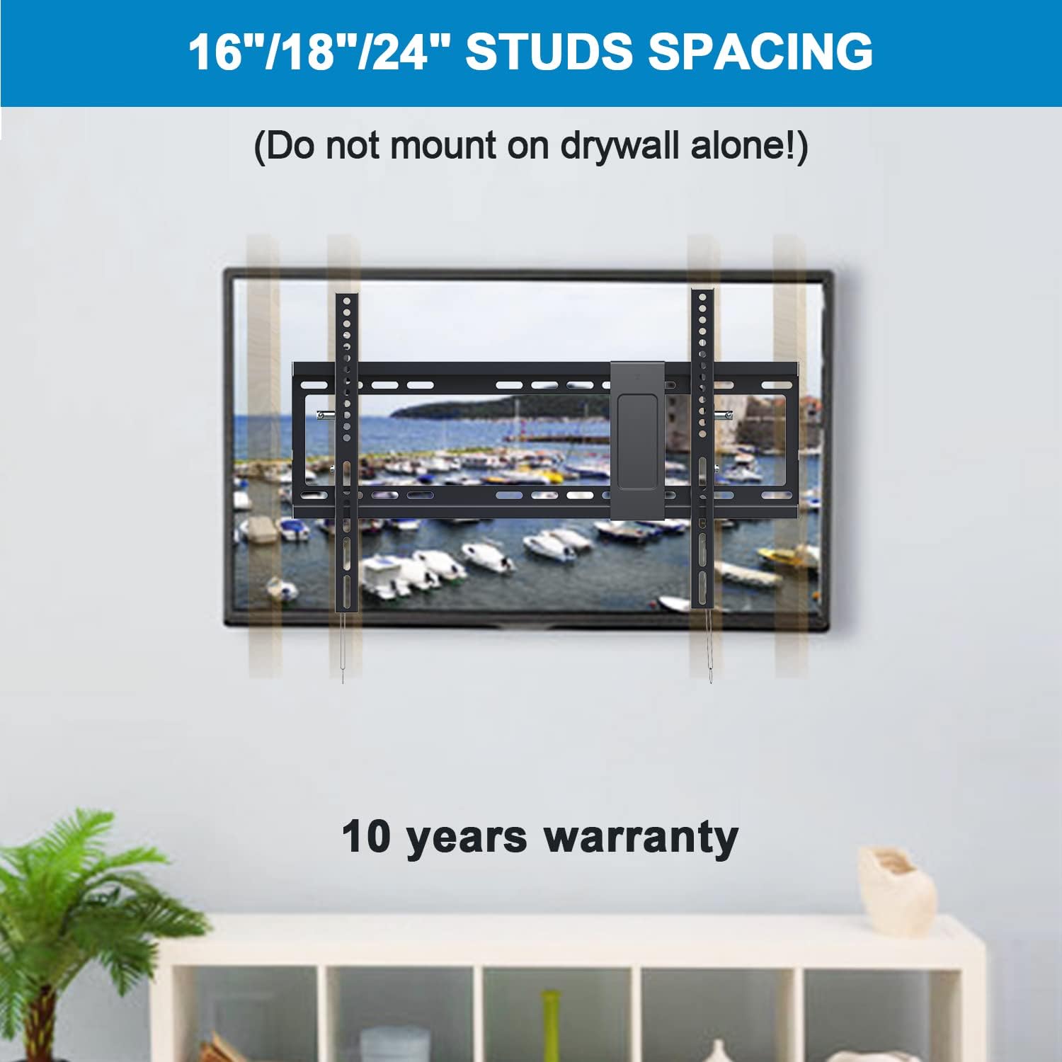 Tilt TV Wall Mount Bracket for 40-90 Inches LED, Plasma Flat Screen Curved TVs, VESA 600x400mm, Loading Capacity 165 lbs, Low Profile, Pack of 2 W109