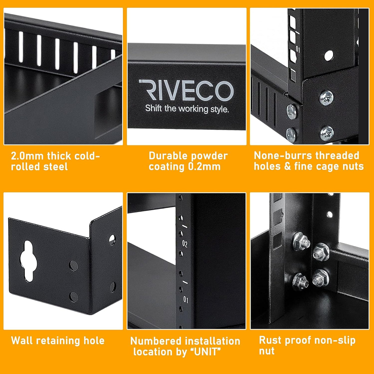 Black 15U 19 Wall Mount Shelf Network Rack I497