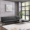 Black Faux Leather Reversible Sleeper Sofa I8487