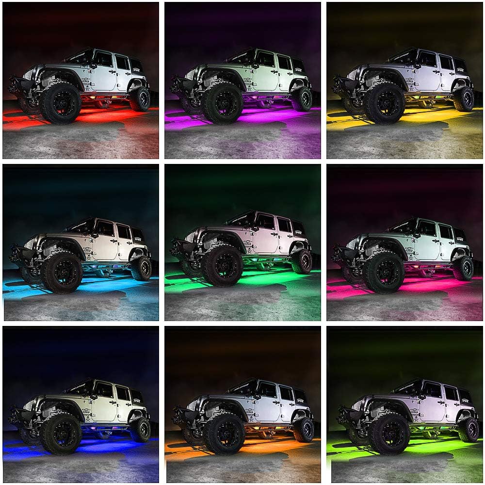 Car Underglow Lights, Bluetooth Dream Color Chasing Strip Lights Kit, 6 PCS Waterproof Exterior Car Lights with APP Control, 12V 300 LEDs Underbody Lights, Pack of 2 E655