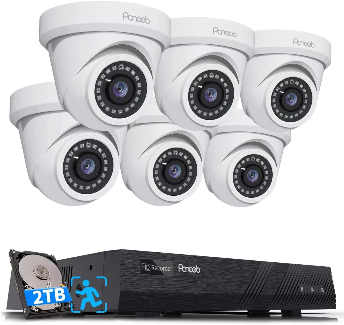4K PoE Security Camera System with 2TB HDD NVR, 6pcs 8MP Bullet Cameras E1181