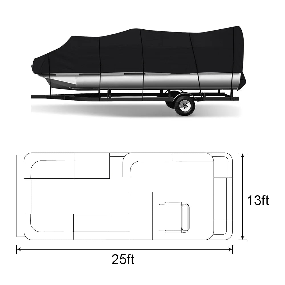 Blue And Black Pontoon Boat Cover Q54747