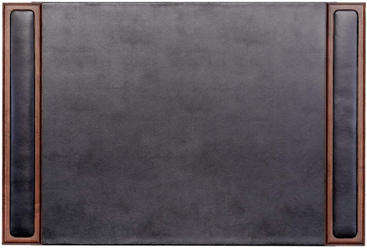 Walnut & Black Leather Desk Pad Q43245