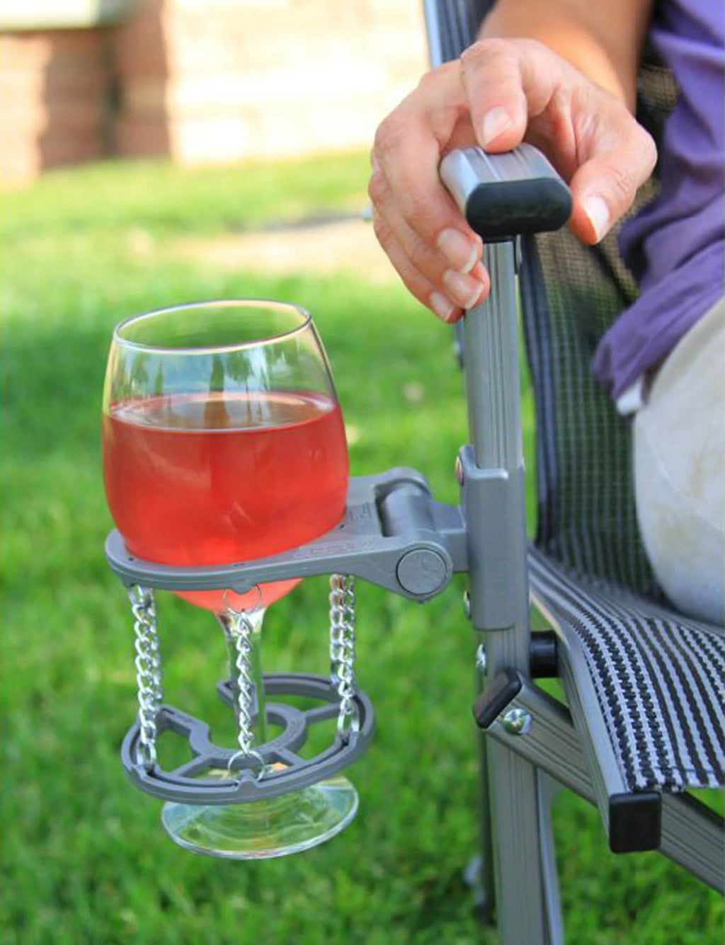 Gray Sling Chair with Drink Holder H569