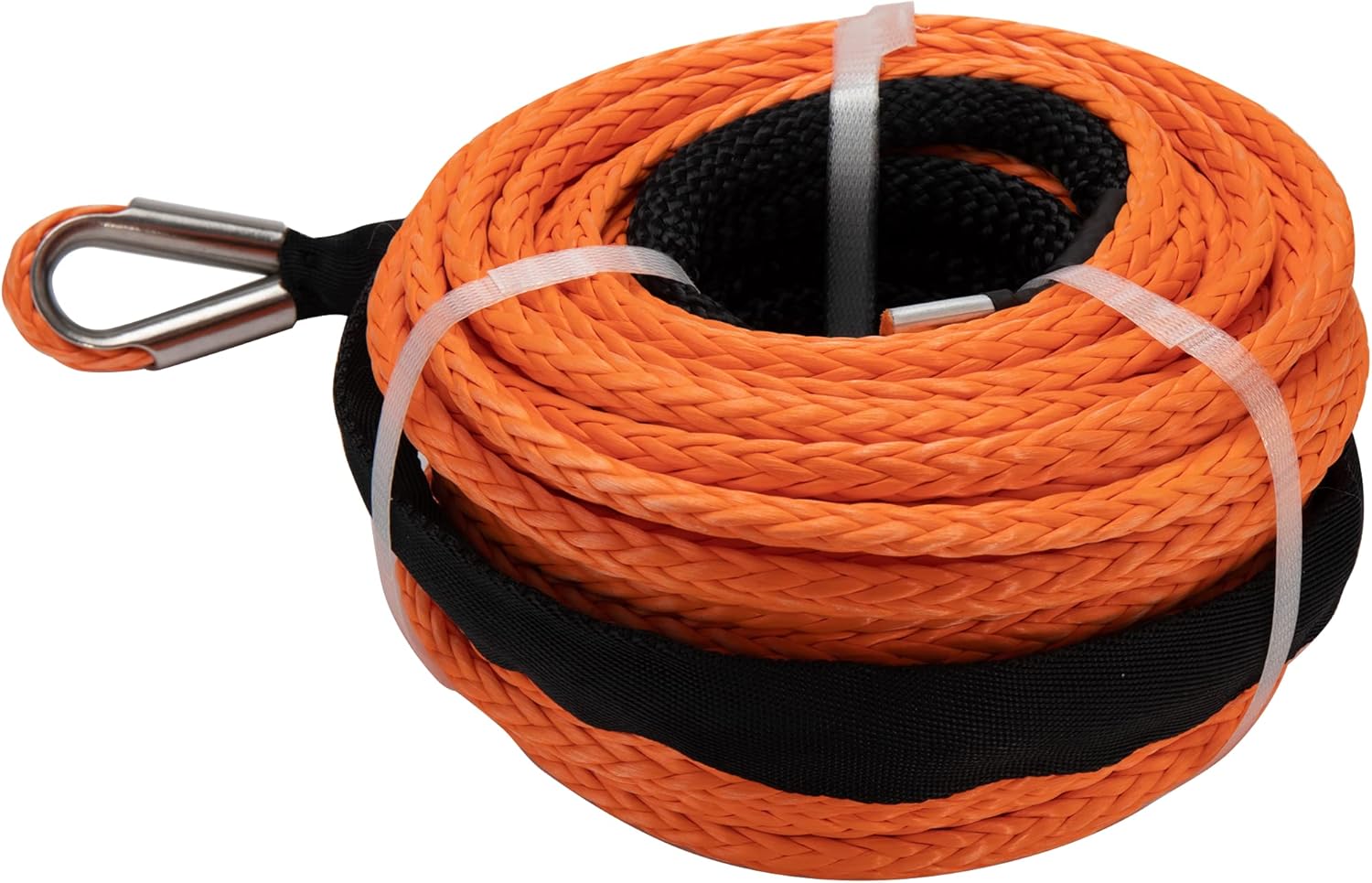 3/8 x 100 ft Synthetic Winch Rope with Hook and Protective Sleeve V28229