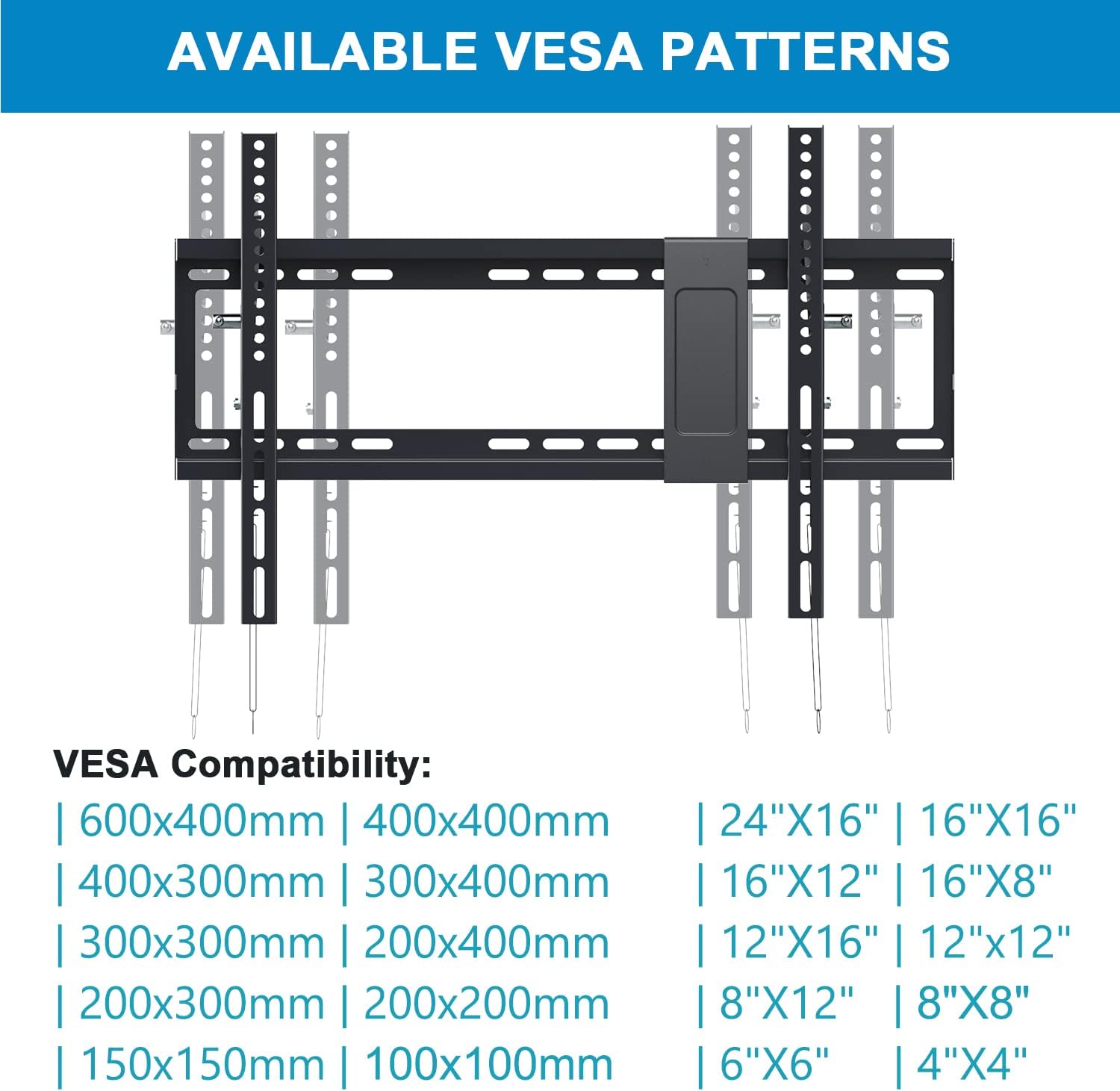 Tilt TV Wall Mount Bracket for 40-90 Inches LED, Plasma Flat Screen Curved TVs, VESA 600x400mm, Loading Capacity 165 lbs, Low Profile, Pack of 2 W109