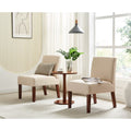 Fabric Accent Chair Set of 2 with Round Wood Table J425619