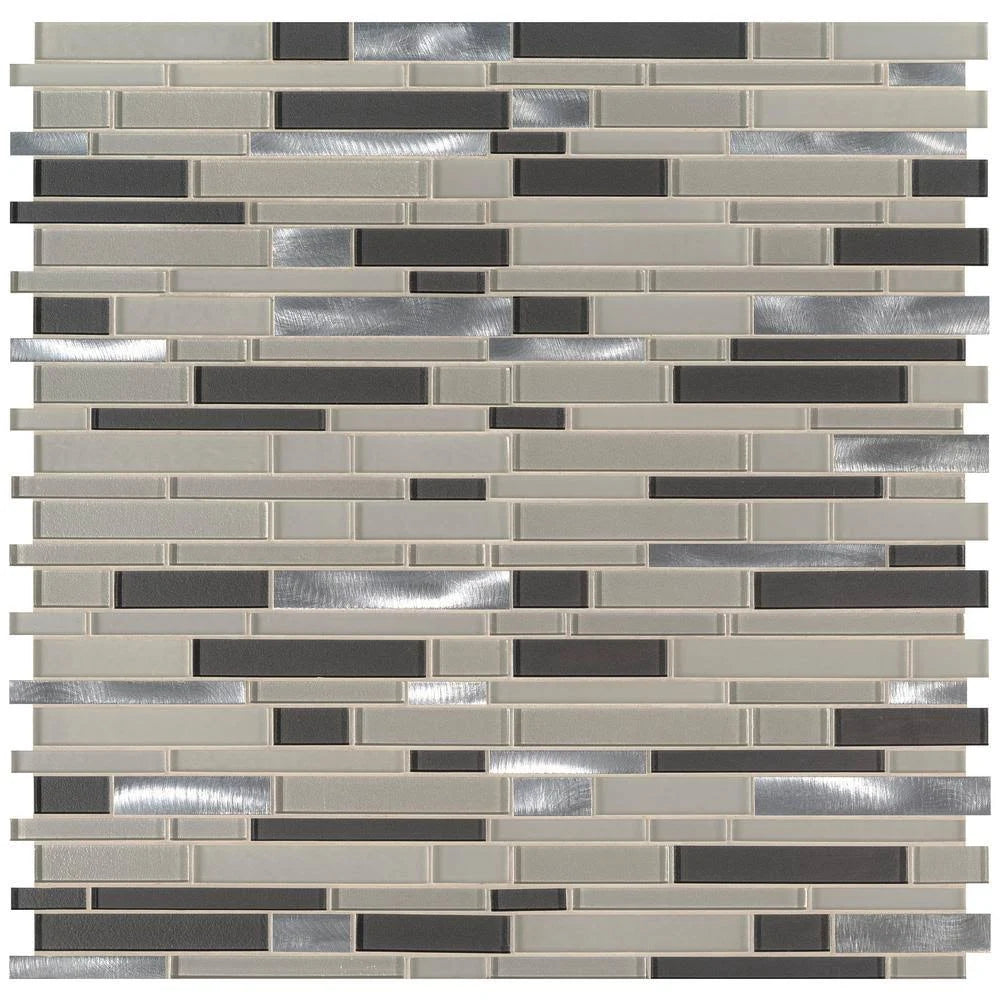 12 in. x 12 in. x 6mm Glass Metal Mesh-Mounted Mosaic Tile I9544