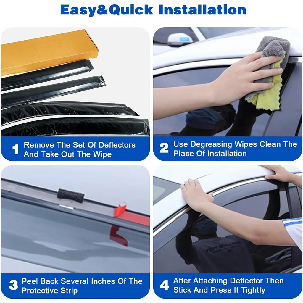 4Pcs Car Window Visors Rain Guard Wind Deflectors S5611