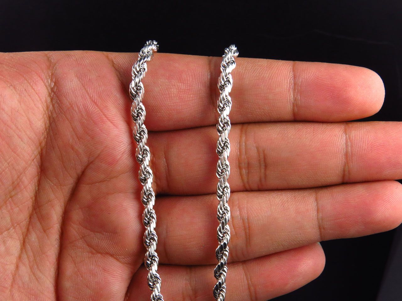 10K White Gold Hollow Rope Chain 4.5MM 18-28 Inches H760