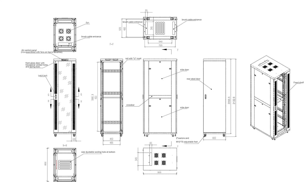 42U Locking Server Rack Cabinet Enclosure on Wheels D499