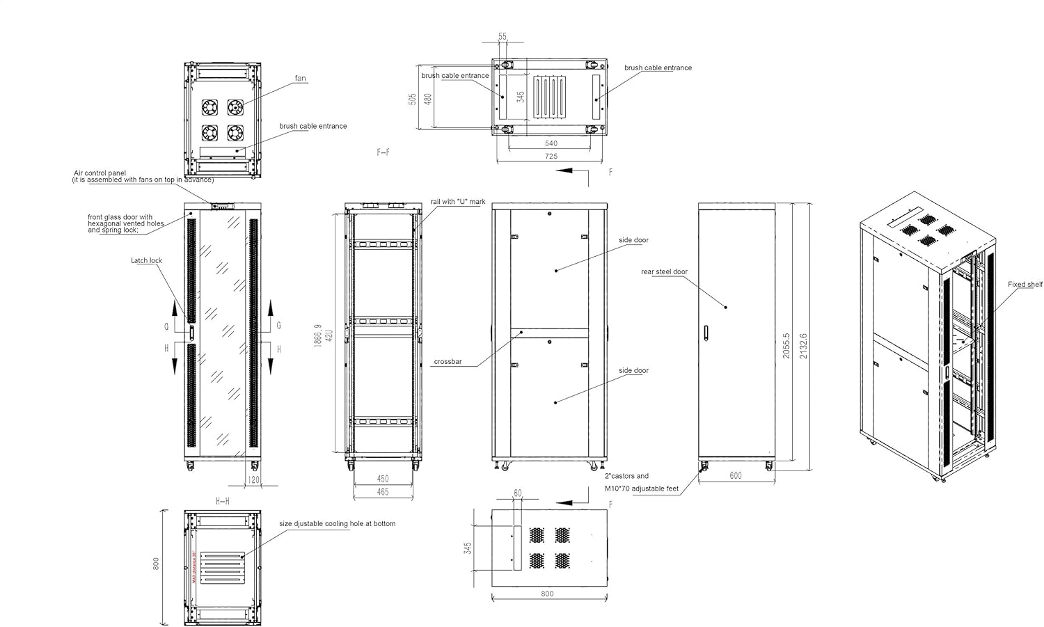 42U Locking Server Rack Cabinet Enclosure on Wheels D499