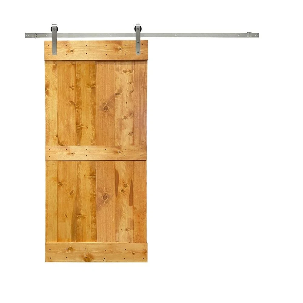 Charcoal Black Stained Wooden Sliding Barn Door with Hardware Kit T14716