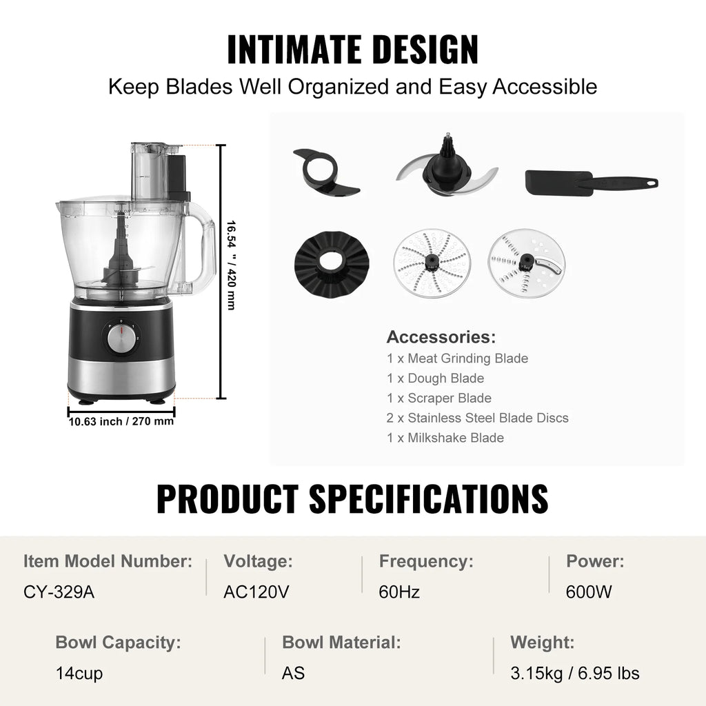 14-Cup 600W Food Processor Vegetable Chopper M275