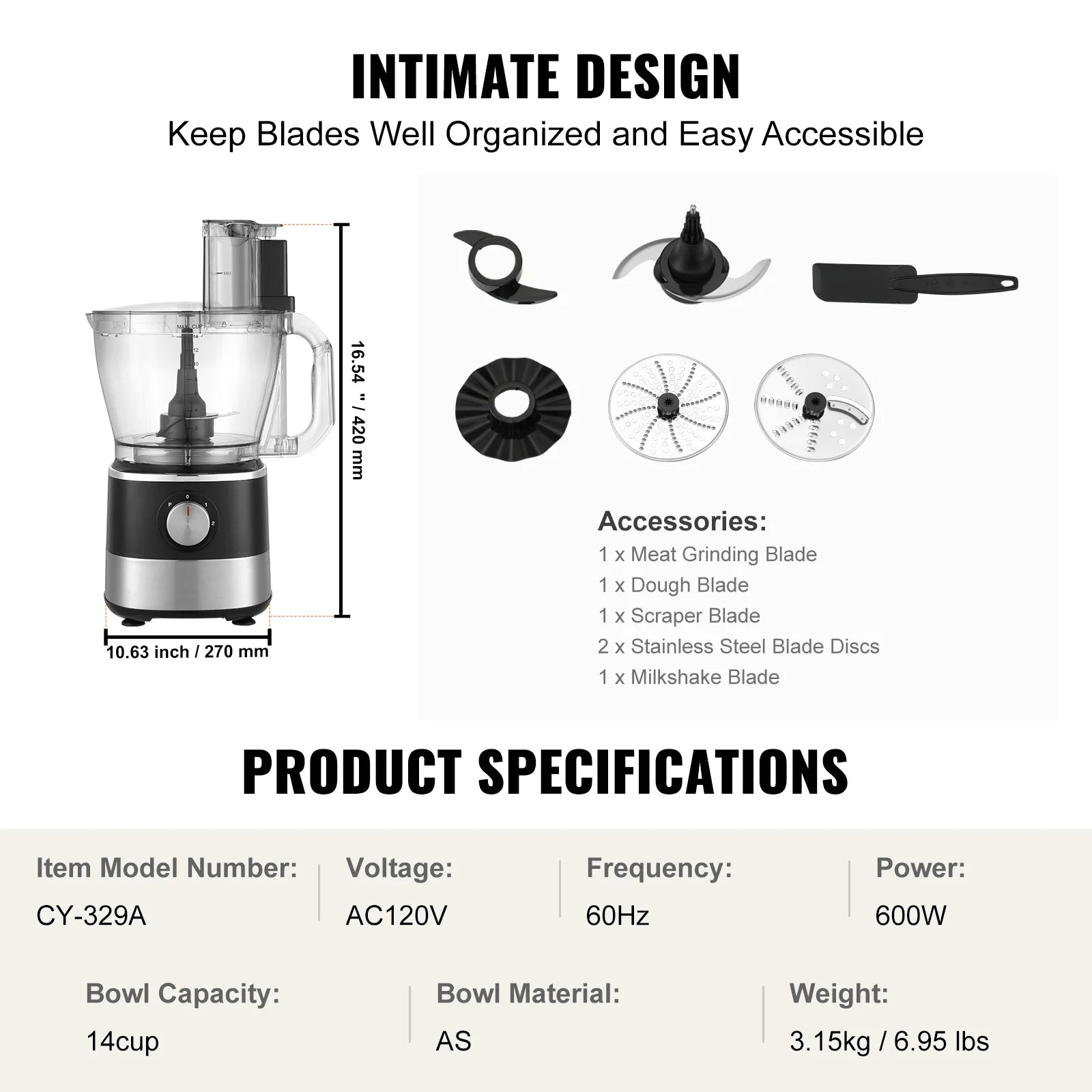 14-Cup 600W Food Processor Vegetable Chopper M275
