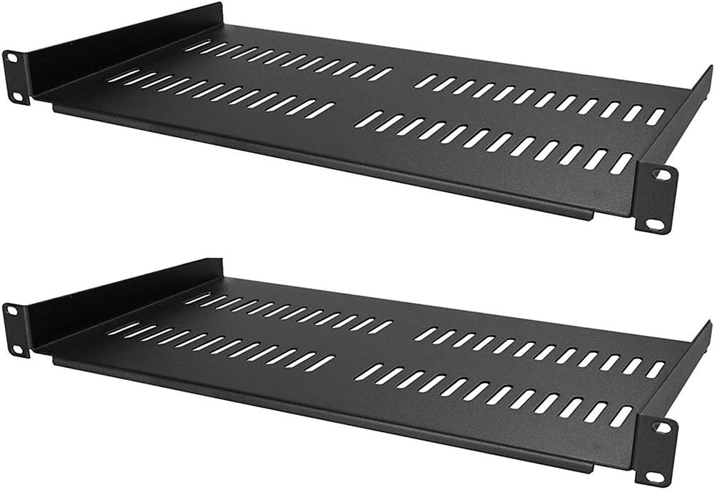 Heavy Duty Steel 1U 19'' Vented Shelf 2 Pack V9236