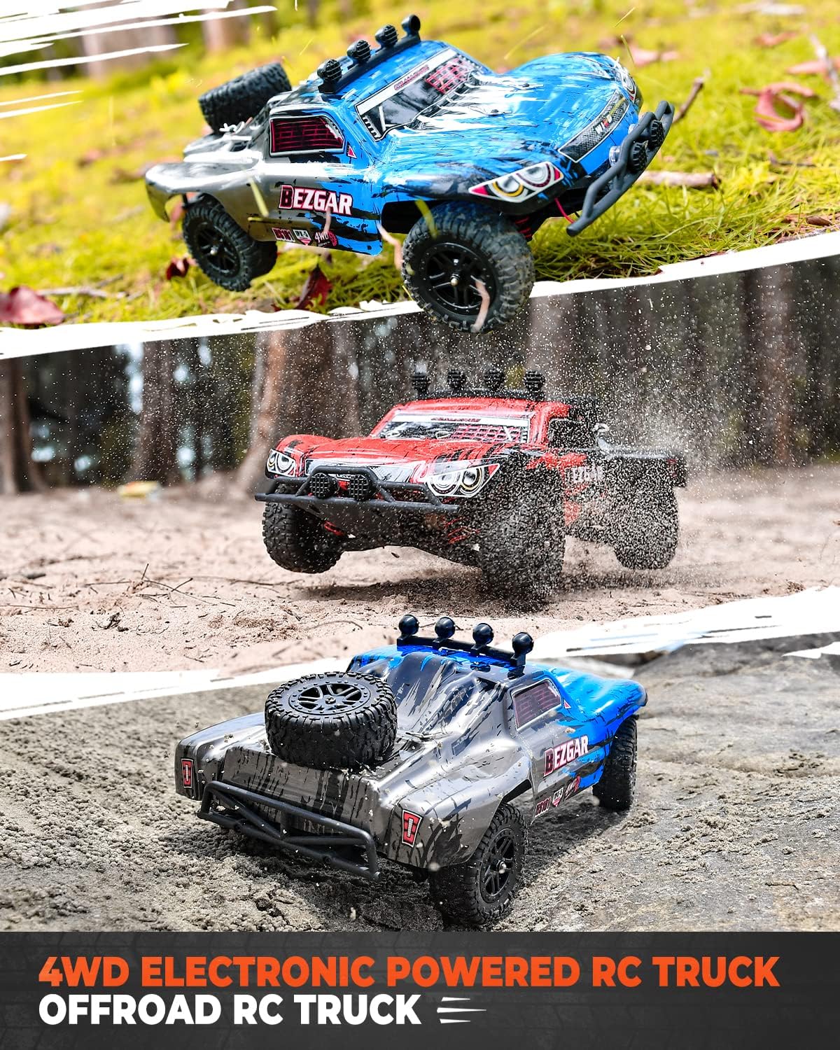 Remote Control Truck 4WD Electric Toy Off Road RC Monster Vehicle Car Crawler with 2 Rechargeable Batteries Y705