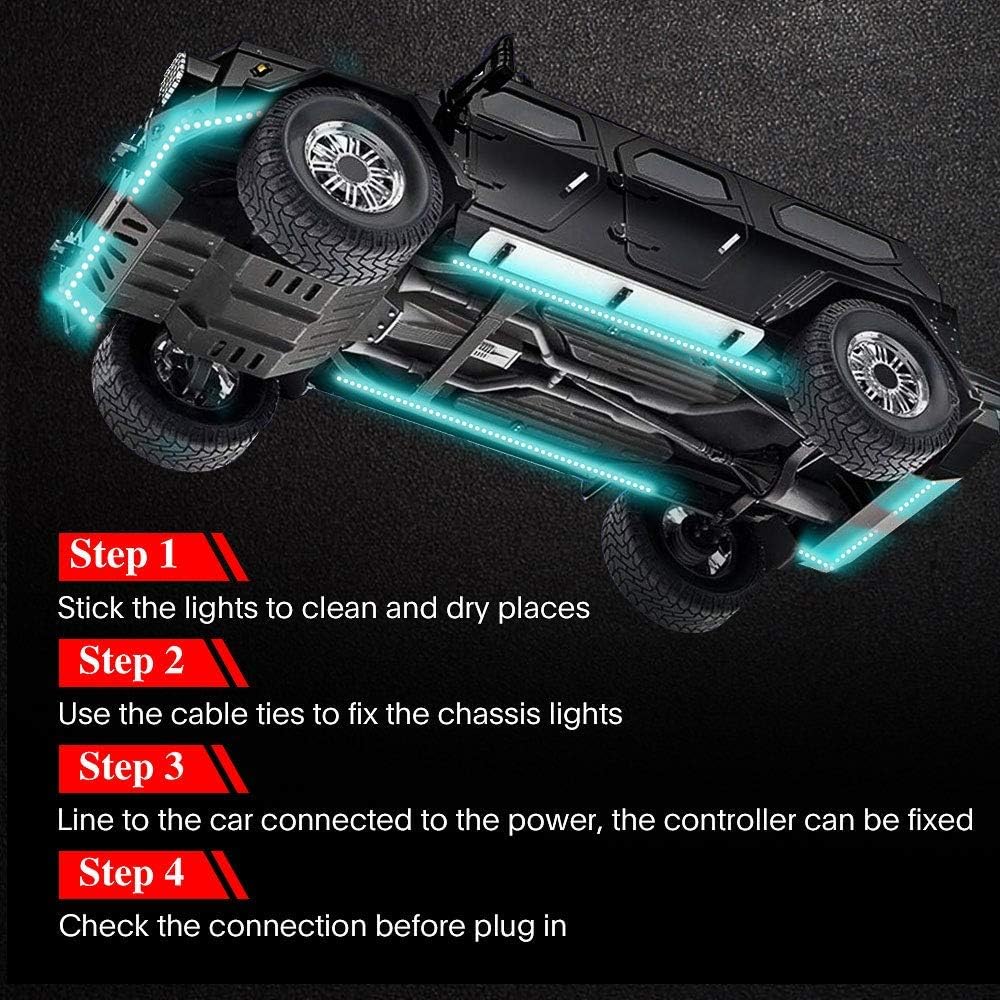 Car Underglow Lights, Bluetooth Dream Color Chasing Strip Lights Kit, 6 PCS Waterproof Exterior Car Lights with APP Control, 12V 300 LEDs Underbody Lights, Pack of 2 E655