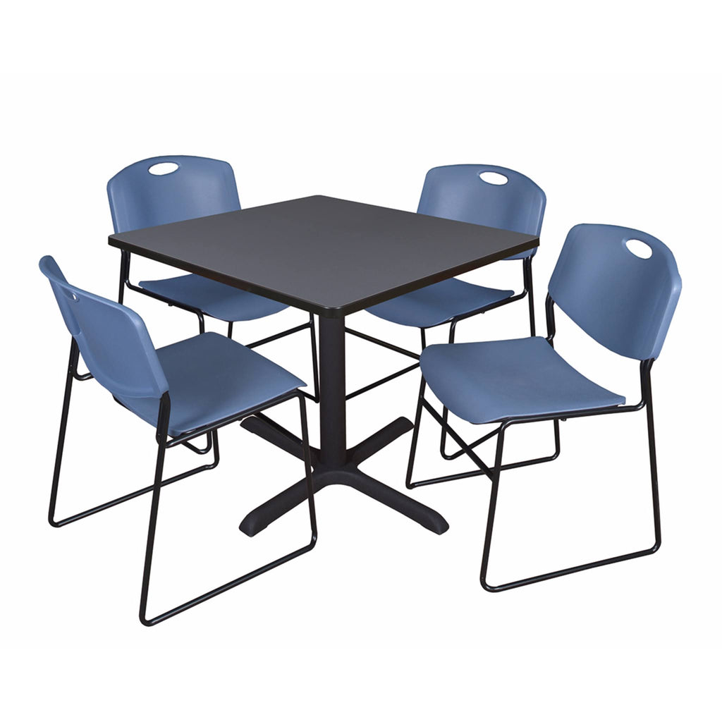 Square Breakroom Table with 4 Stack Chairs V7701