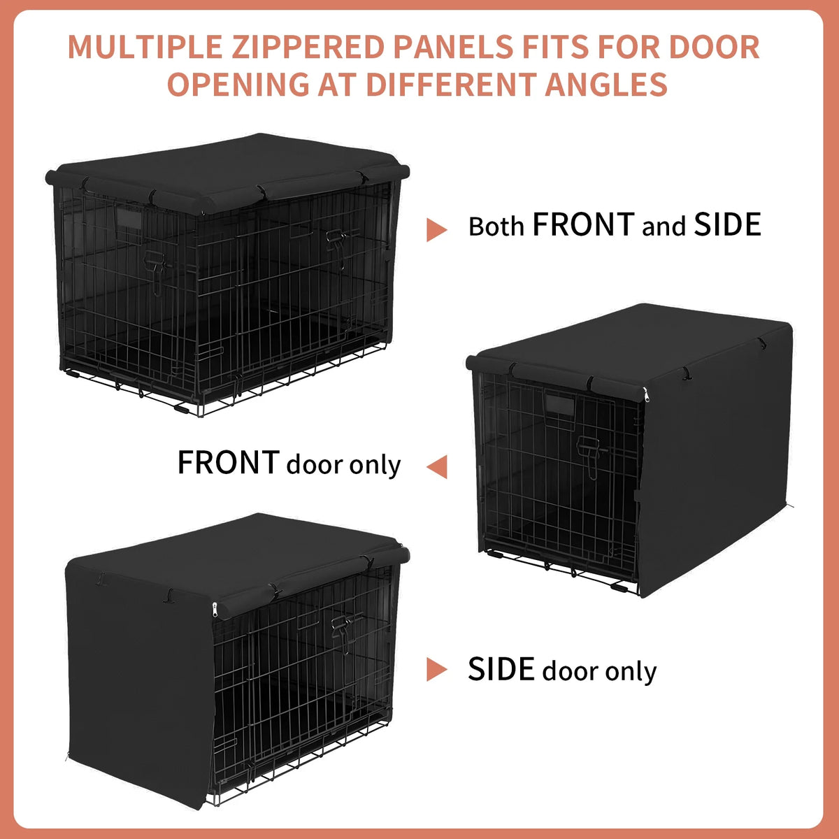 Black Waterproof Dog Crate Cover with Felt Mat P402985