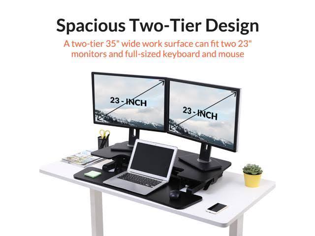 Black Sanding Desk Riser with Keyboard Tray M9711