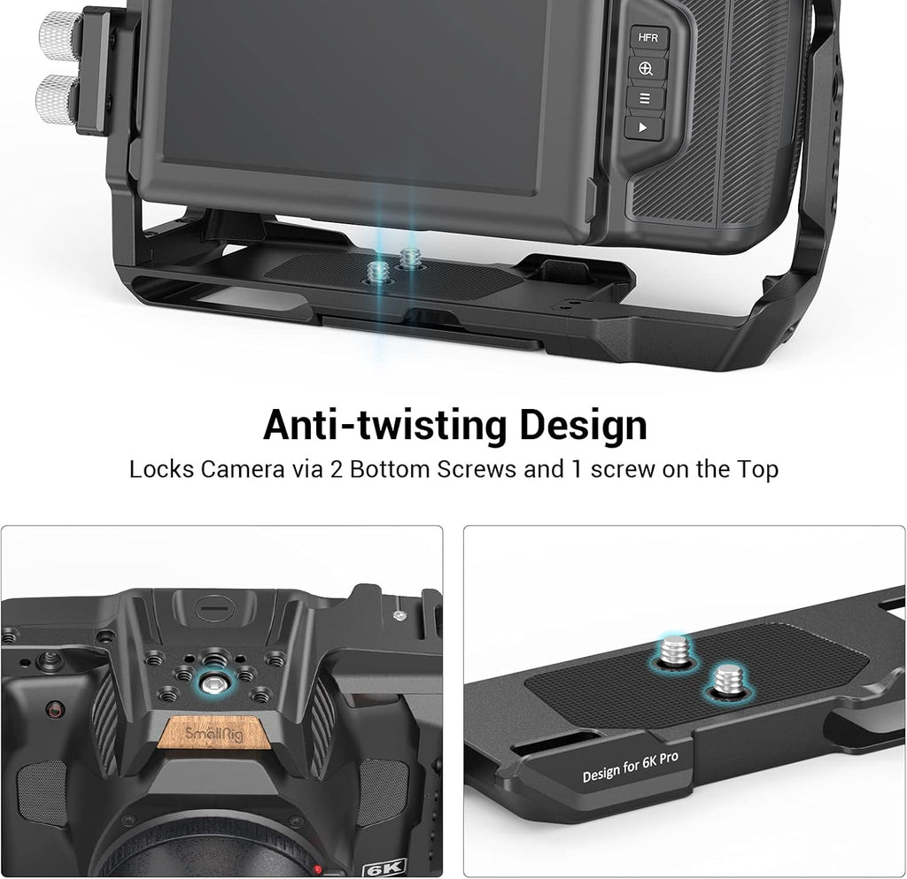 Full Cage for Blackmagic Pocket Cinema Camera 6K Pro with NATO Rail and Cold Shoe Mount E25001