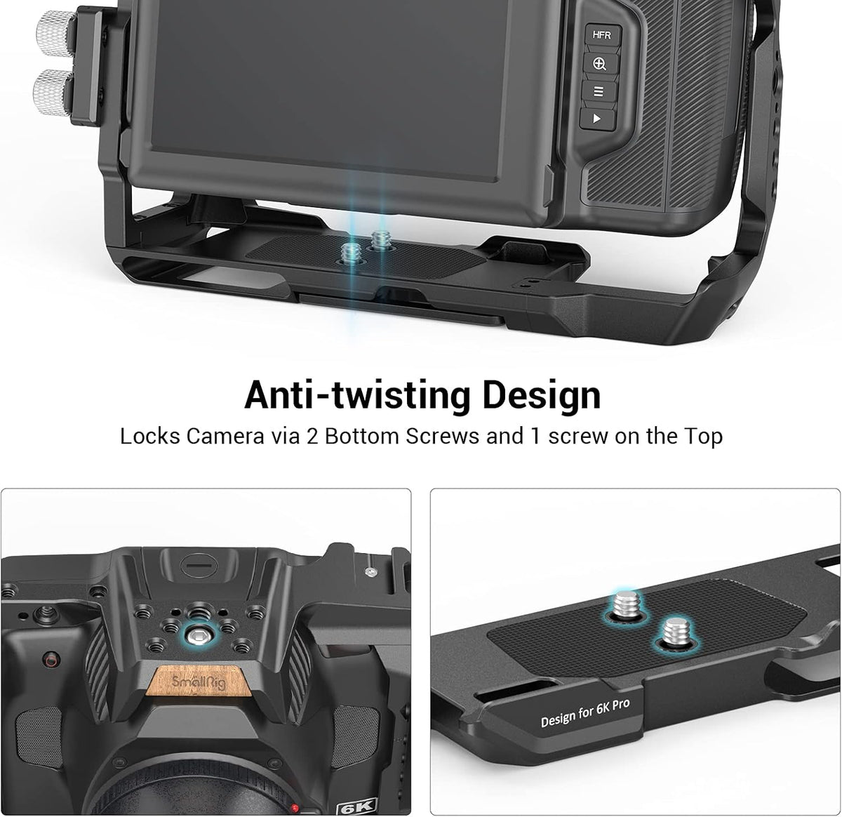 Full Cage for Blackmagic Pocket Cinema Camera 6K Pro with NATO Rail and Cold Shoe Mount E25001