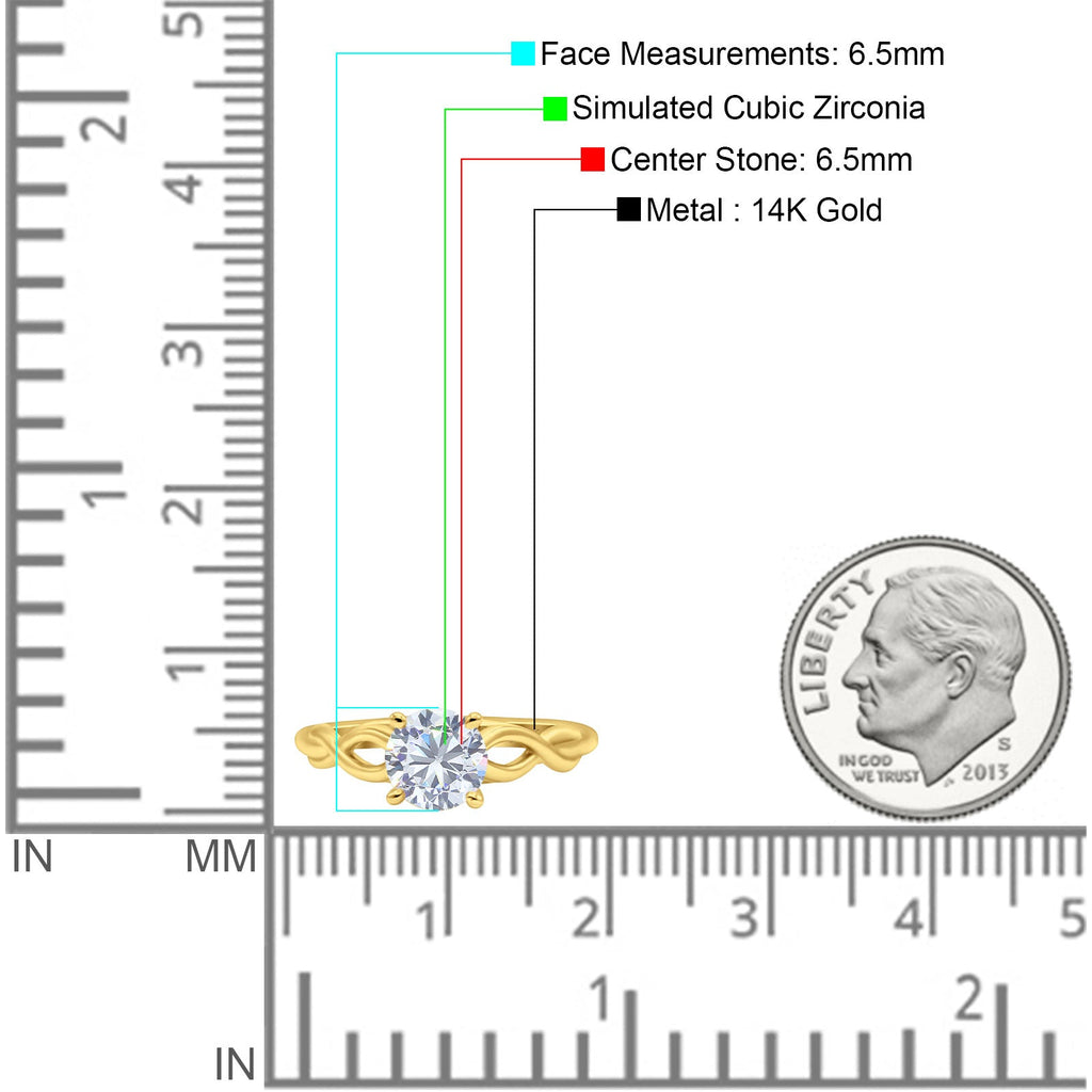 14K Gold Round Solitaire Celtic Ring Size 6 O97666