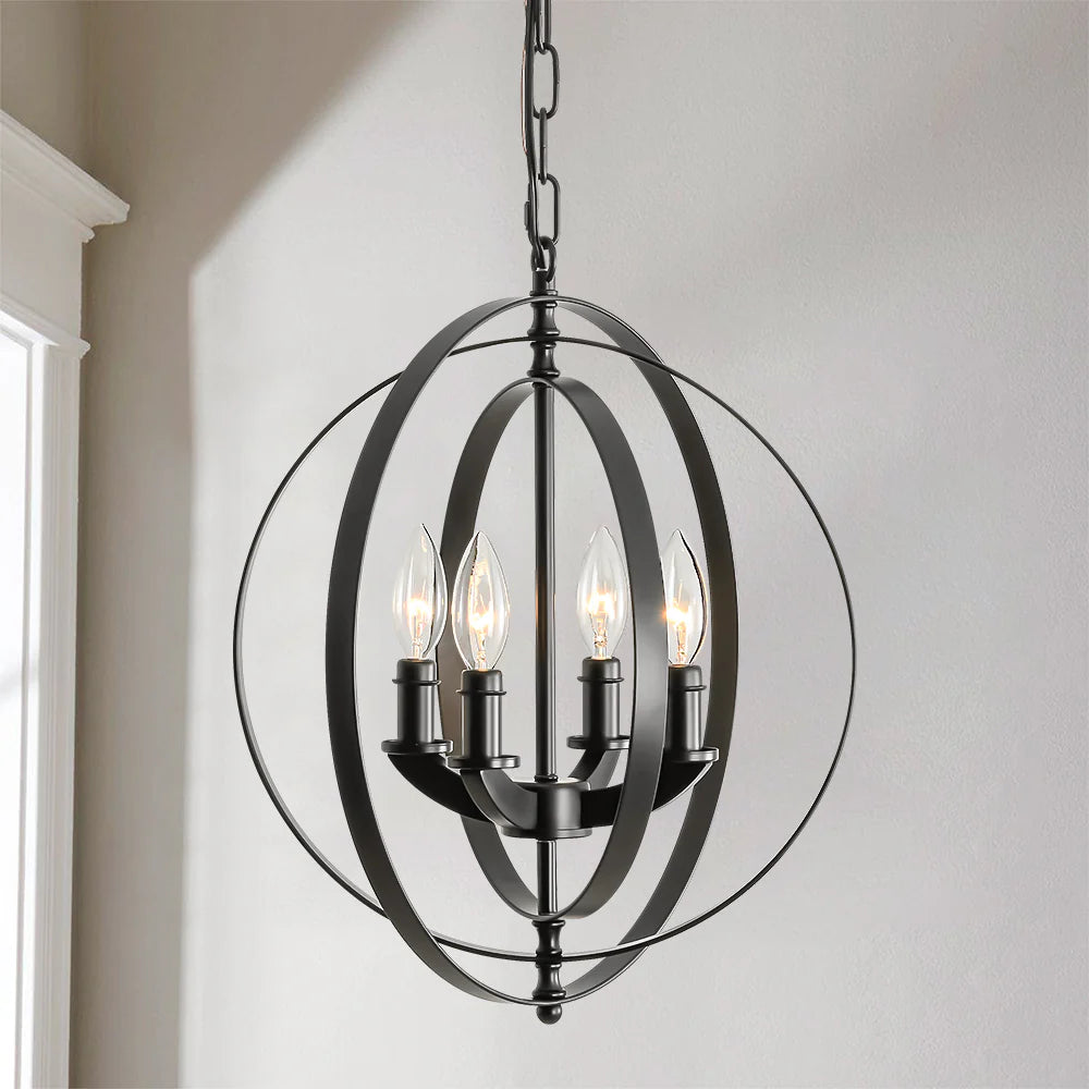 4-Light Farmhouse Globe Candlestick Chandelier U3828