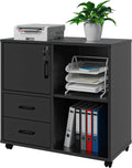 White Rolling Office Storage Cabinet with 2 Drawers and 3 Shelves Q88705