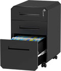 Black 3-Drawer Metal Filing Cabinet with Lock G7741