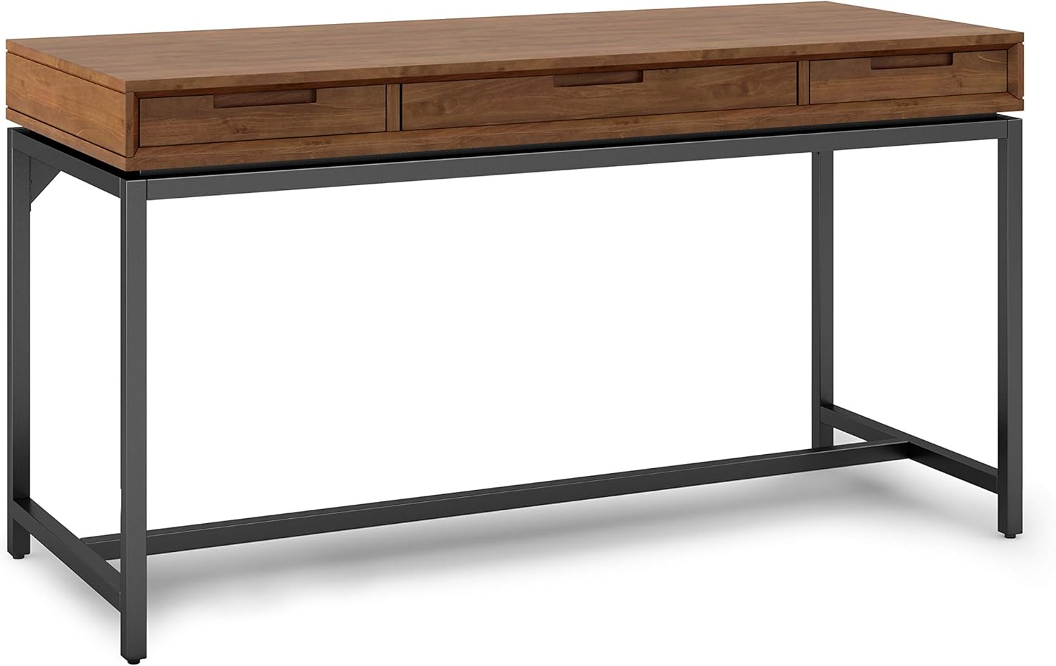 Walnut Brown Solid Wood and Metal 72 inch Wide Desk with 2 Drawers I749