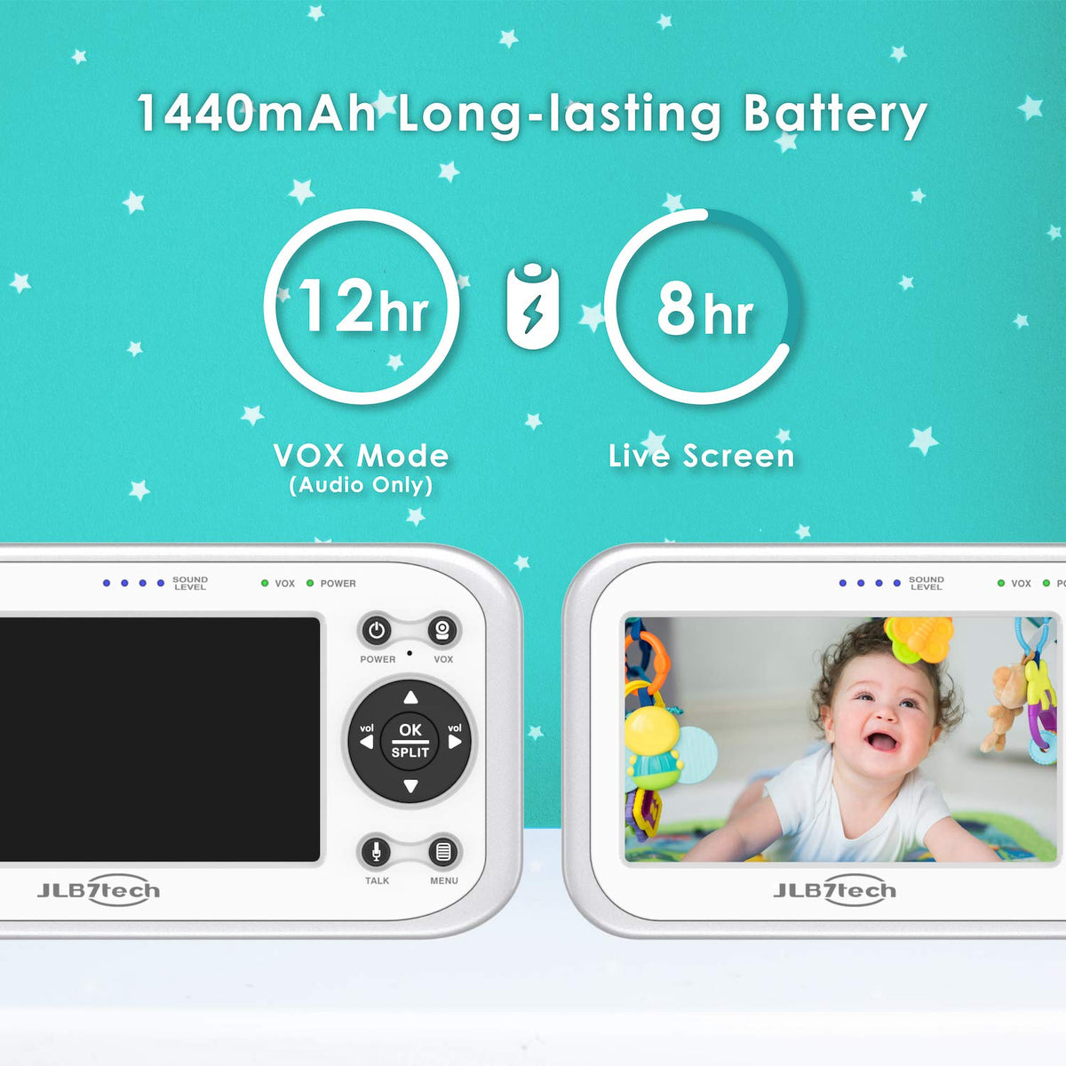 4.3 Split Screen Video Baby Monitor with 2 Cameras and Audio, Night Vision, Two-Way Talk T2687