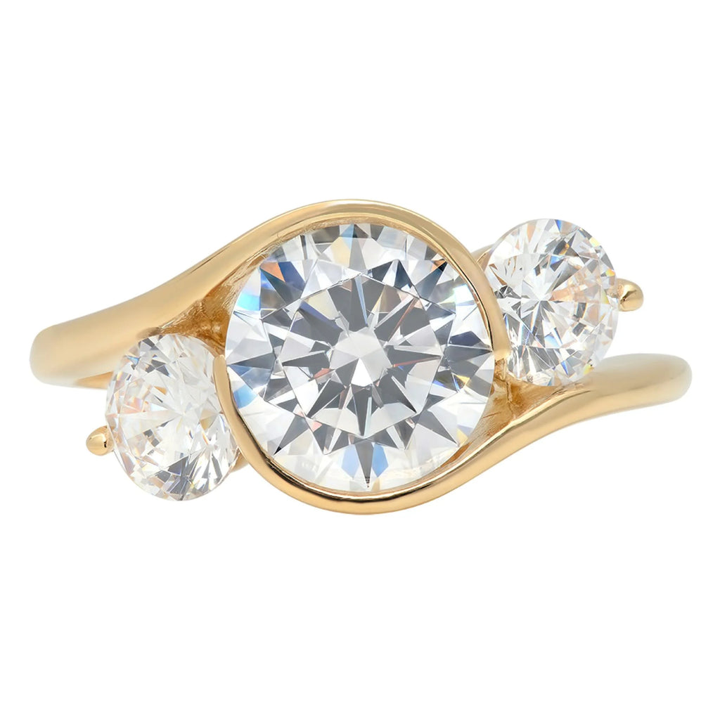 14K Yellow Gold Three-Stone Diamond Engagement Ring U2013